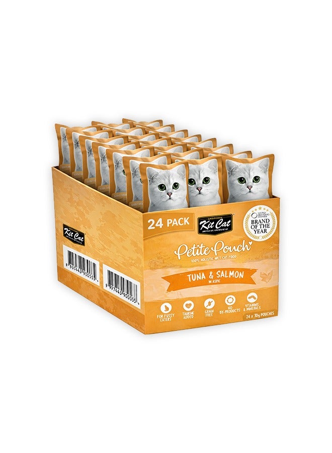 كيت كات طعام القطط الرطب بالتونة والسلمون من بيتي باوتش - 70 غرام (عبوة من 24 كيسًا) - Image 1